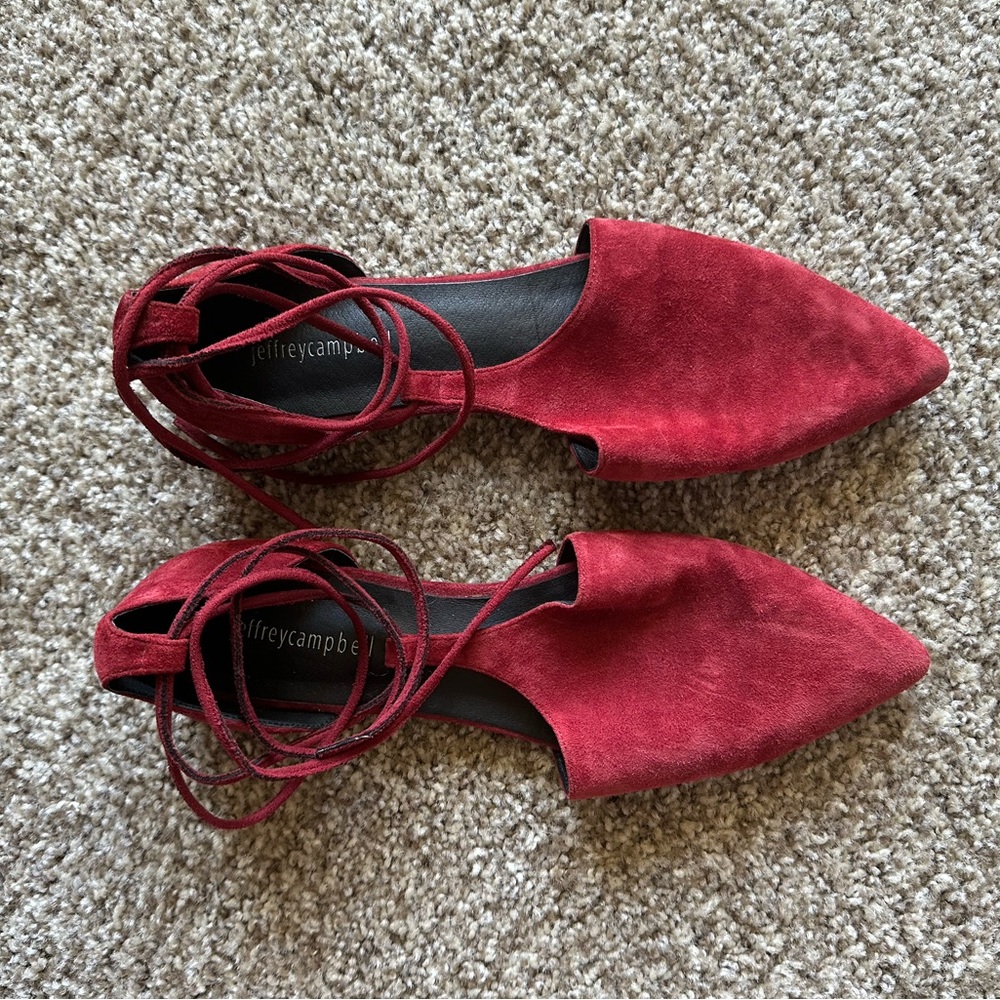 Jeffrey Campbell, red strappy flat